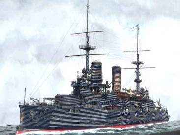 Русско-японская альтернативная 1904-1905, РЯВ, броненосец "Князь Суворов" в окрасе  "ослепляющий  камуфляж". 