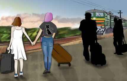 Кира и Лера. Иллюстрация создана к 1й главе романа "СОН" 